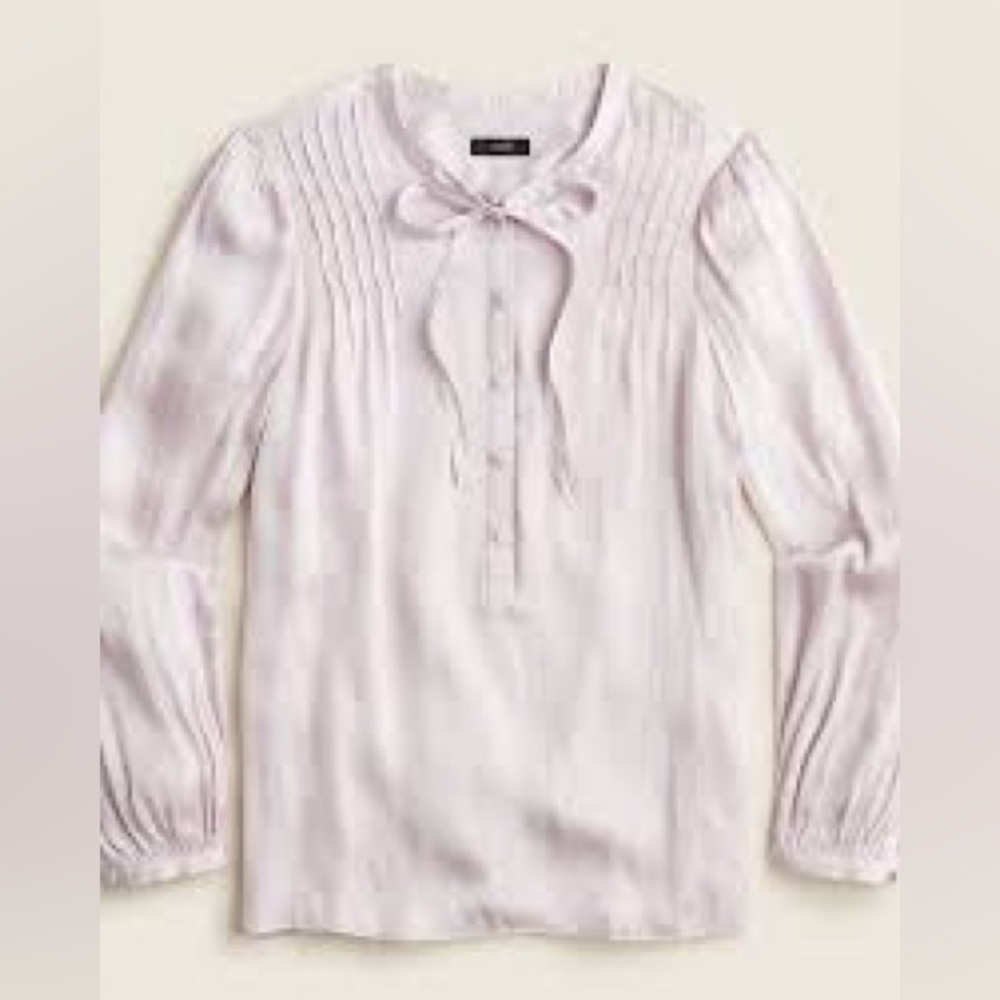 JCrew Featherweight Satin Tie Neck Top